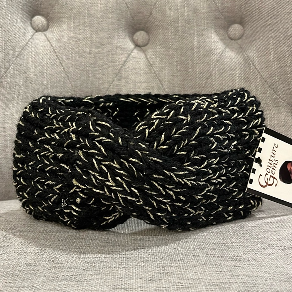 Black and Silver Winter Headband NWT